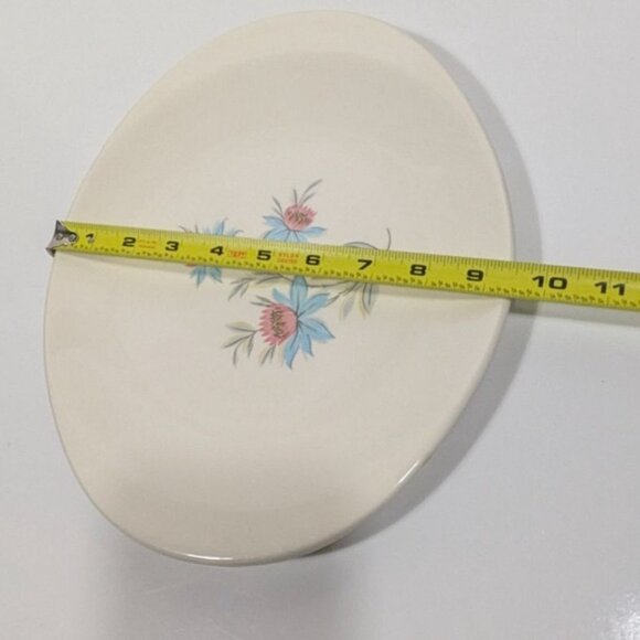 Steubenville Fairlane Oval Dinner Plate Pink Blue Floral Design Vintage Pottery - Picture 7 of 11